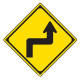 右(又は左)方背向屈折あり（交通標識（警戒標識）コレクション）